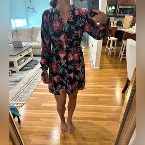 The Loft Black Floral knee Length Dress
